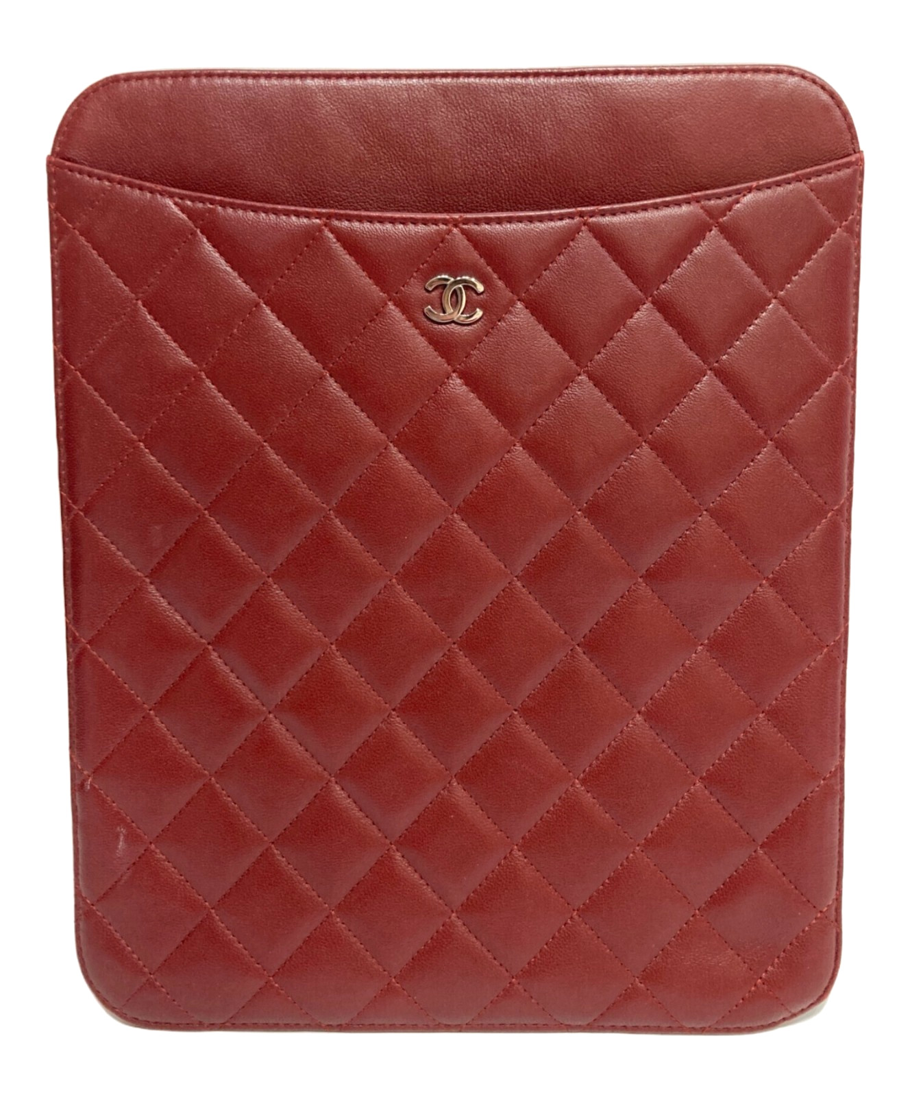 CHANEL Matelasse iPad Case Burgundy 21.5cm Pre-Owned