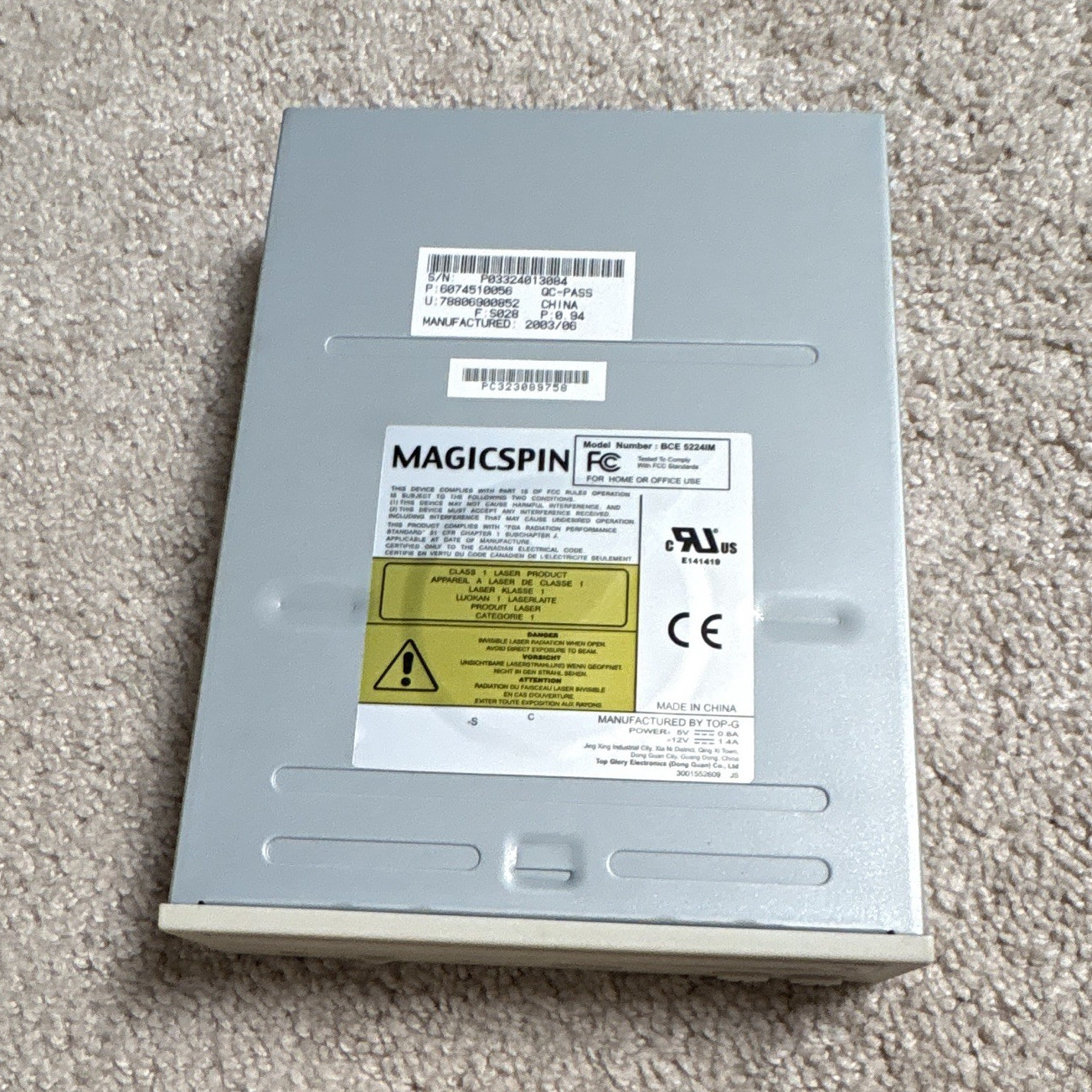 Magicspin BCE 5224IM Internal IDE CD-RW Drive 52x/24x 5.25in Beige
