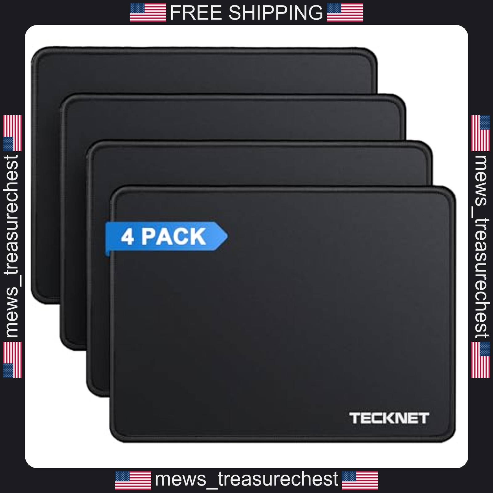 Tecknet Small Mouse Pad 270x210mm Anti-slip Waterproof Stitching