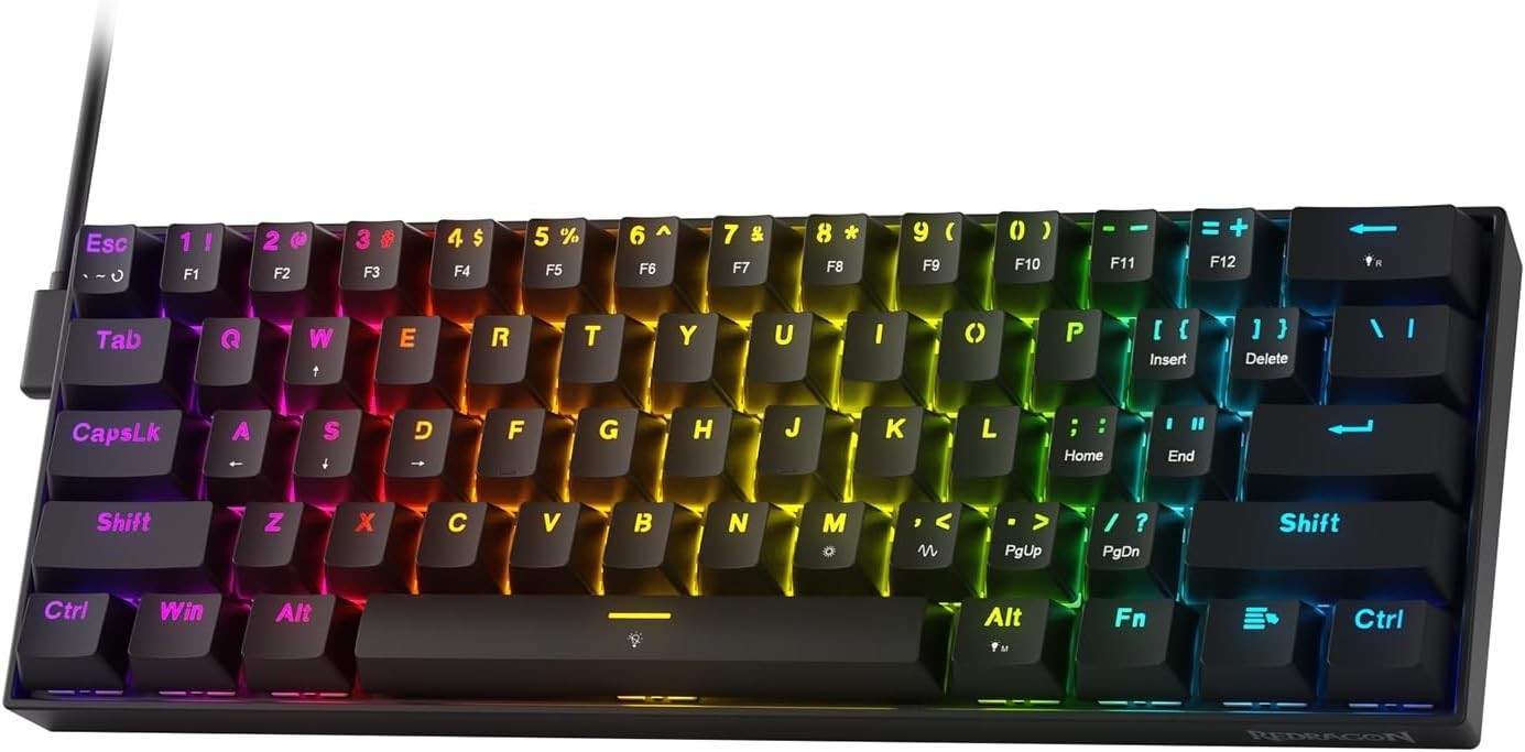 Redragon K617 HE Rapid Trigger Gaming Keyboard, 60% 61 Keys Wired Mechanical Key