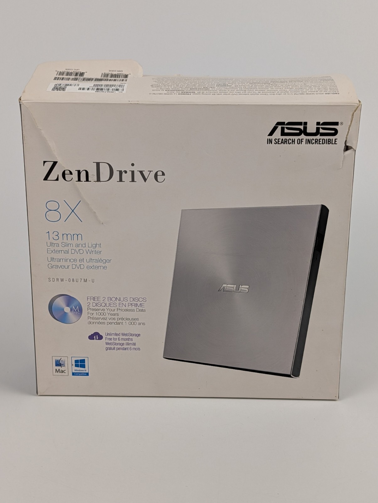 ASUS ZenDrive SDRW-08U7M-U External USB DVD Drive – Tested w/ Original Box🔥