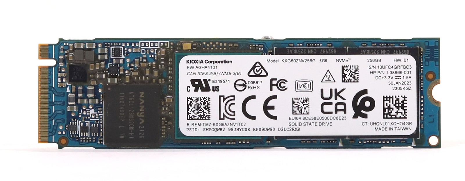 HP KXG60ZNV256G 256GB M.2 2280 3D TLC PCIe Gen3 x4 NVMe SSD P/N: L38666-001