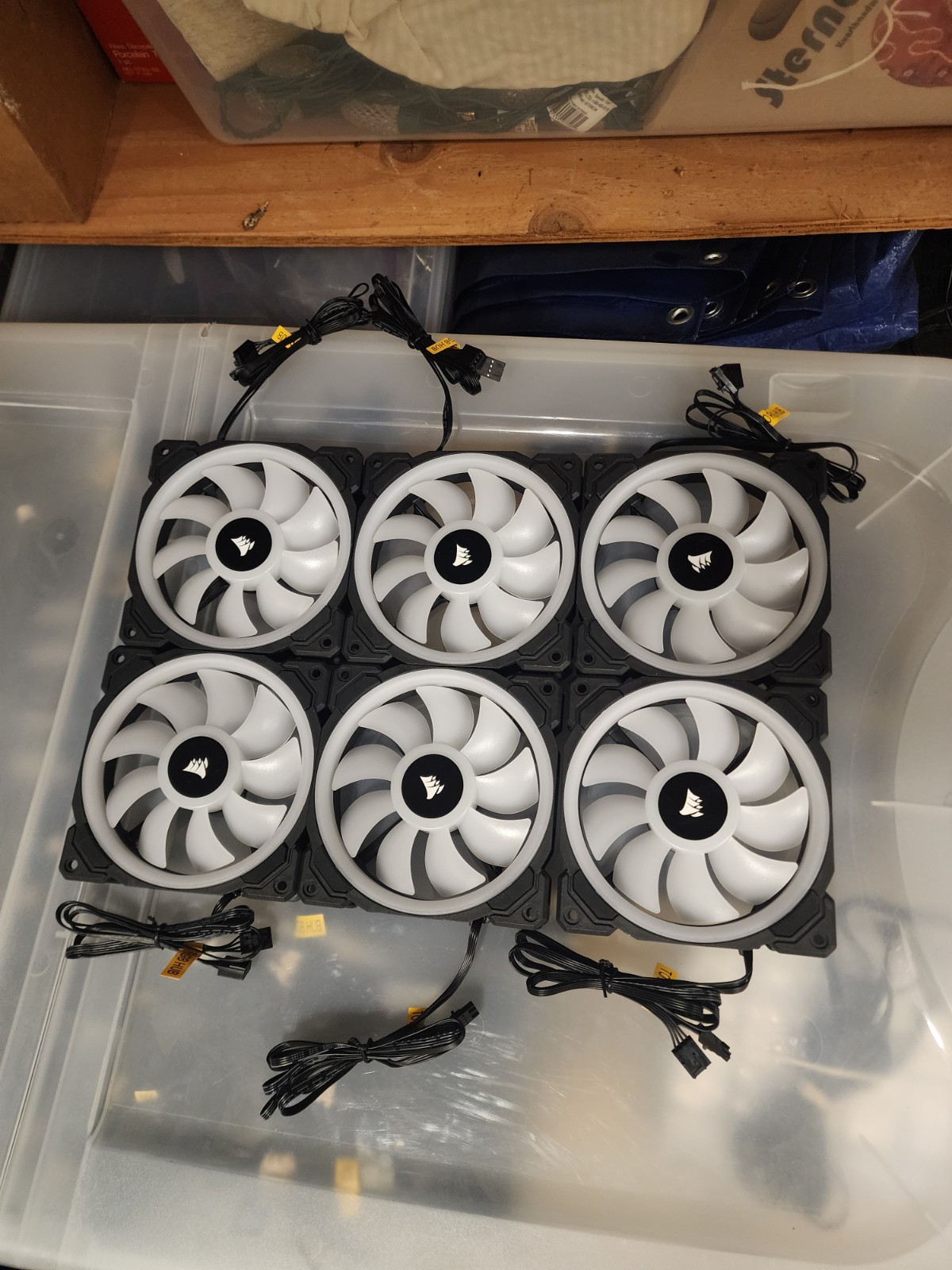 6 X Corsair LL120 RGB Black 120mm ICUE Premium PC Case Fans - New Never Used