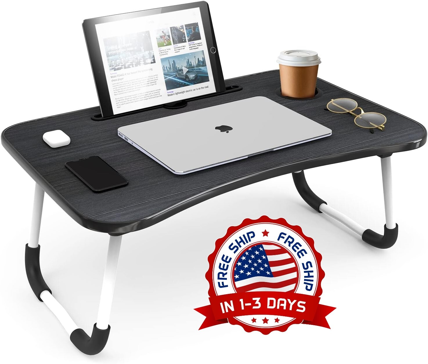 Escritorio Mesa Portatil Para Laptop Para Cama Con Soporte, Bandeja Grande NUEVO