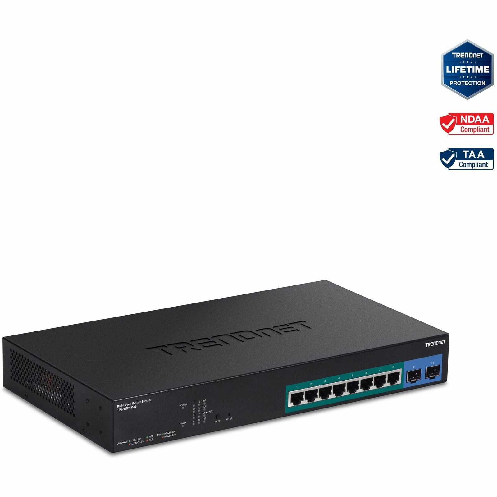 Trendnet TPE1021WS 10-Port Gigabit Web Smart PoE+ Switch Black