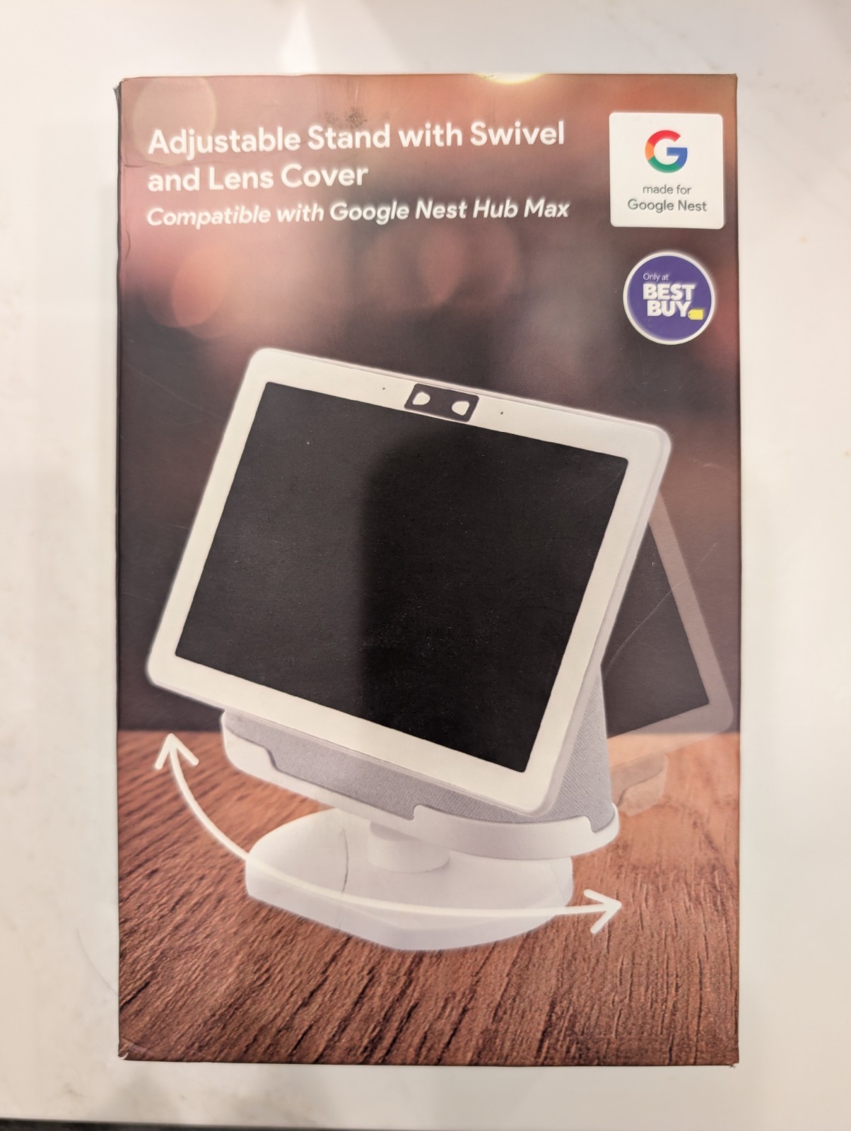 Wasserstein - Adjustable Stand with Lens Cover for Nest Hub Max -  Chalk