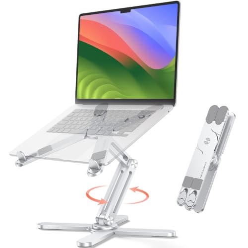 LA10 360° Rotating Laptop Stand Riser Foldable for Desk Silver
