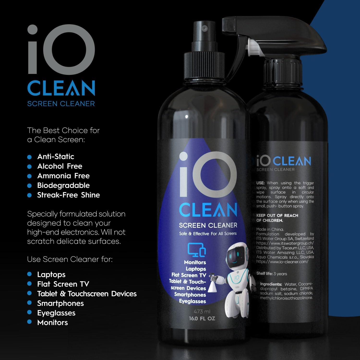 16.9oz Large Screen Cleaning Spray Kit - Best Screen Cleaner Spray for TVs &