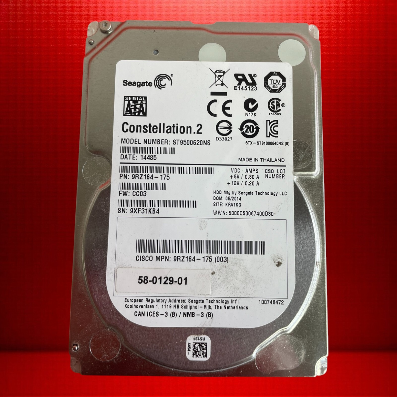 Seagate Constellation.2 500GB 7.2K 2.5" SATA 6Gb/s HDD ST9500620NS