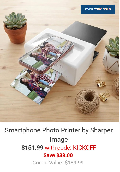 Sharper Image Smartphone 4x6 Photo Printer New In Box 207579-01