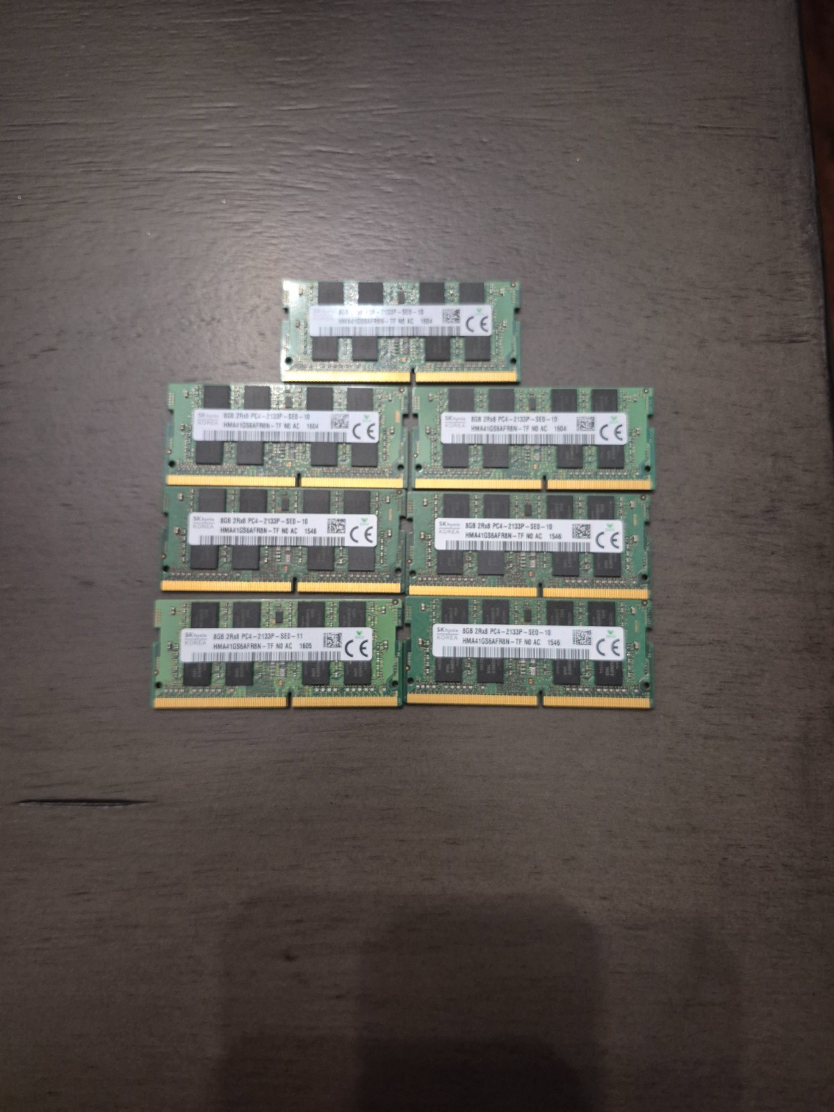 Lot of 7 SK hynix 8GB PC4-2133P DDR4 2Rx8 SODIMM RAM HMA41GS6AFR8N-TF 798037-001