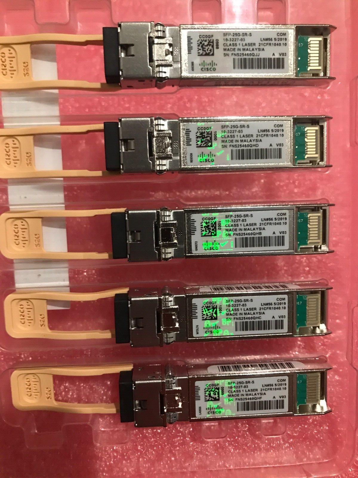 1pc of Cisco SFP-25G-SR-S 25GBASE-SR SFP28 850nm 100m MMF LC Transceiver W/Holo