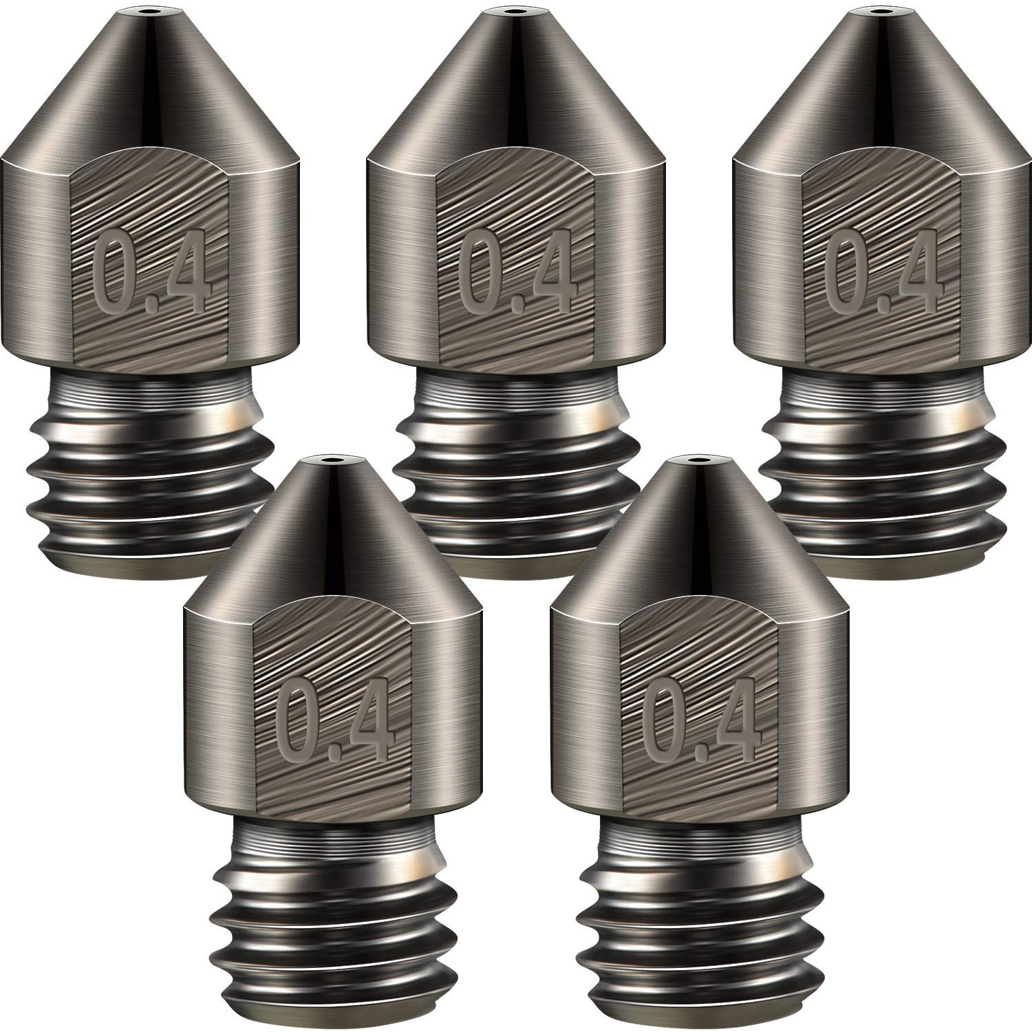5 Pcs Hardened Steel Nozzles 0.4mm Mk8 3D Printer Nozzles