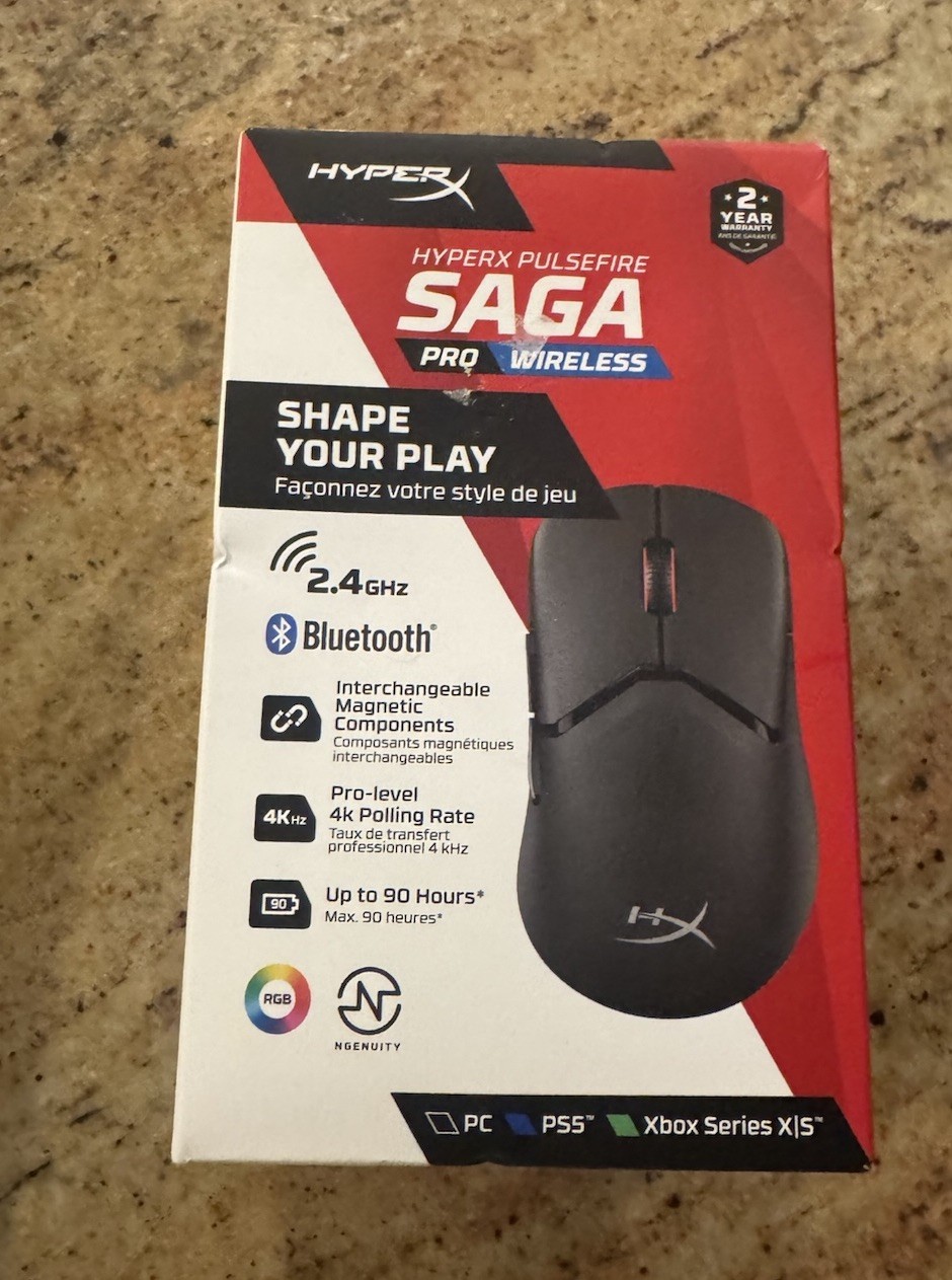 New HyperX Pulsefire Saga Black A2PB2AA Multi-Platform Pro Wireless Mouse New