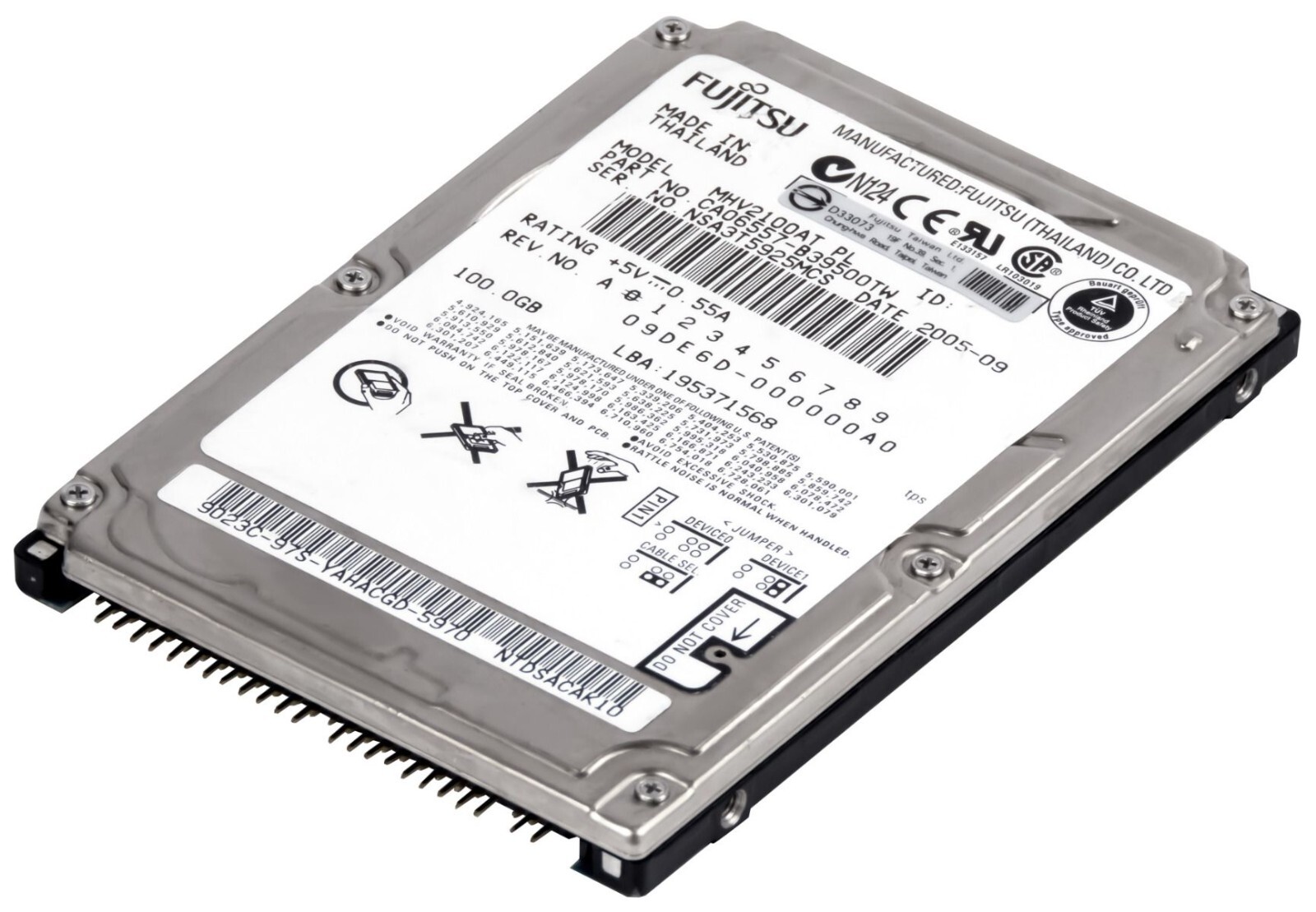 Hard Drive Fujitsu MHV2100AT 100GB 4200RPM 8MB Cache ATA IDE 2.5'' Inch