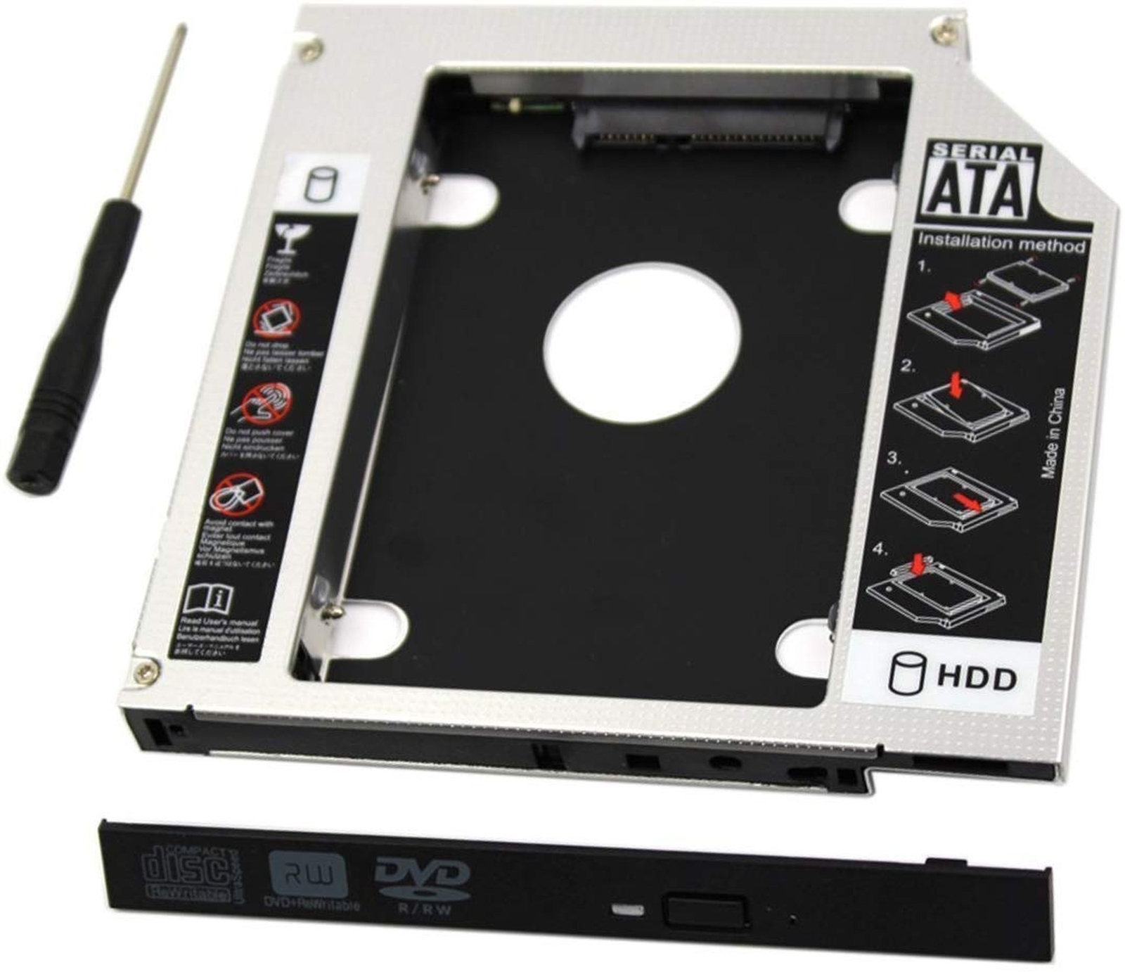 Padarsey Universal 9.5mm SATA to SATA 2nd SSD HDD Hard Drive Caddy Adapter Tr...
