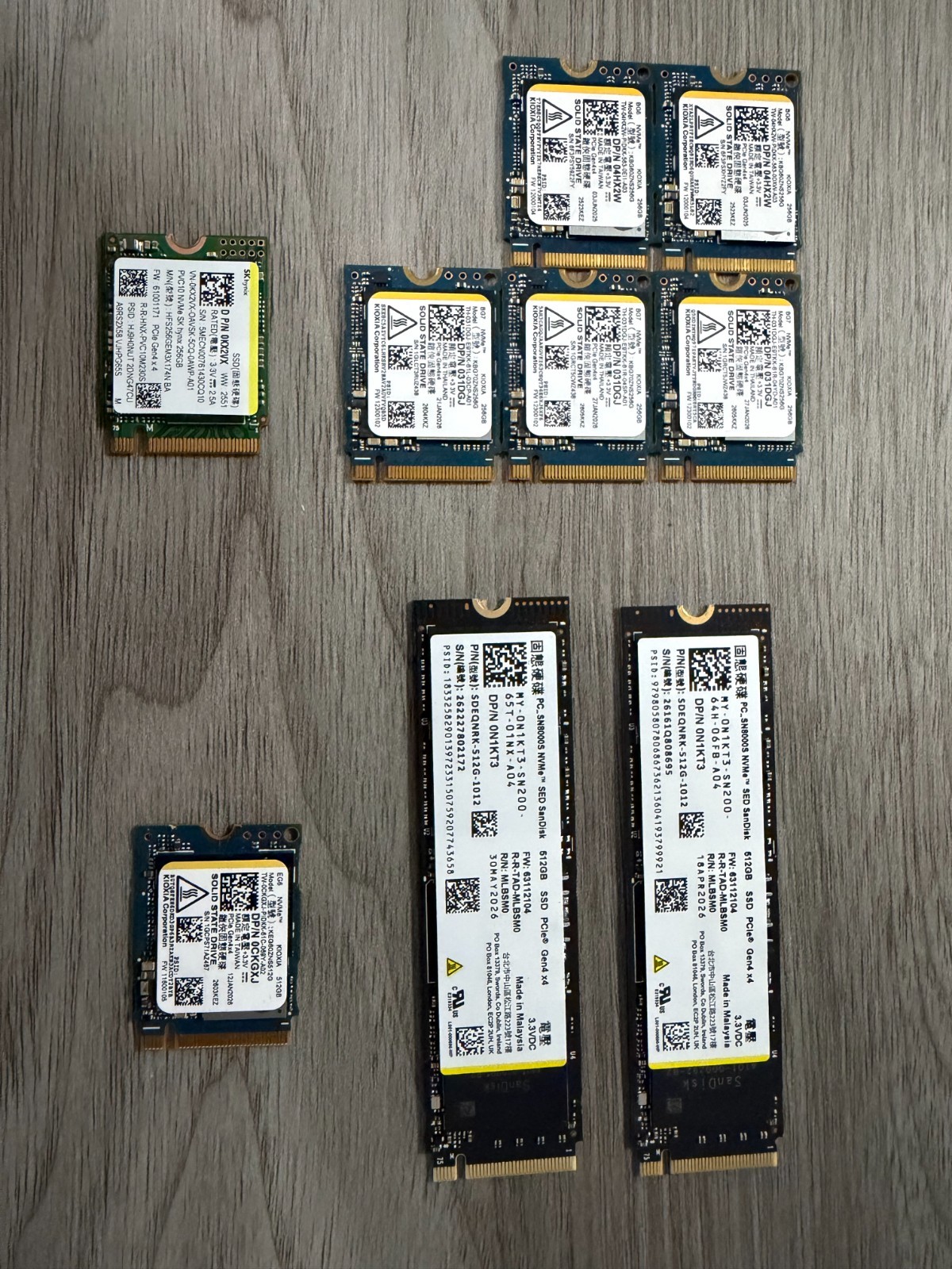 LOT OF (6) 256GB and (3) 512GB NVMe SSDs - OEM Pulled from New Laptops/PCs