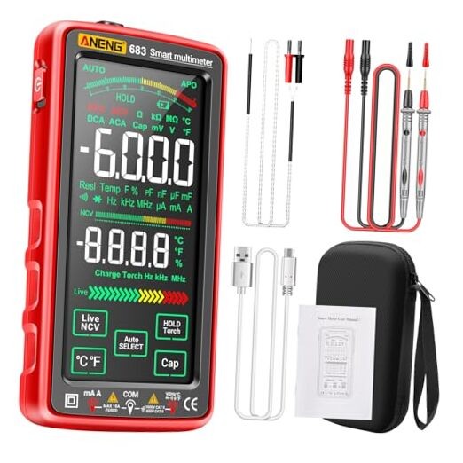 Red Touch Screen Multimeter with Touch Screen 6000 Multimeters