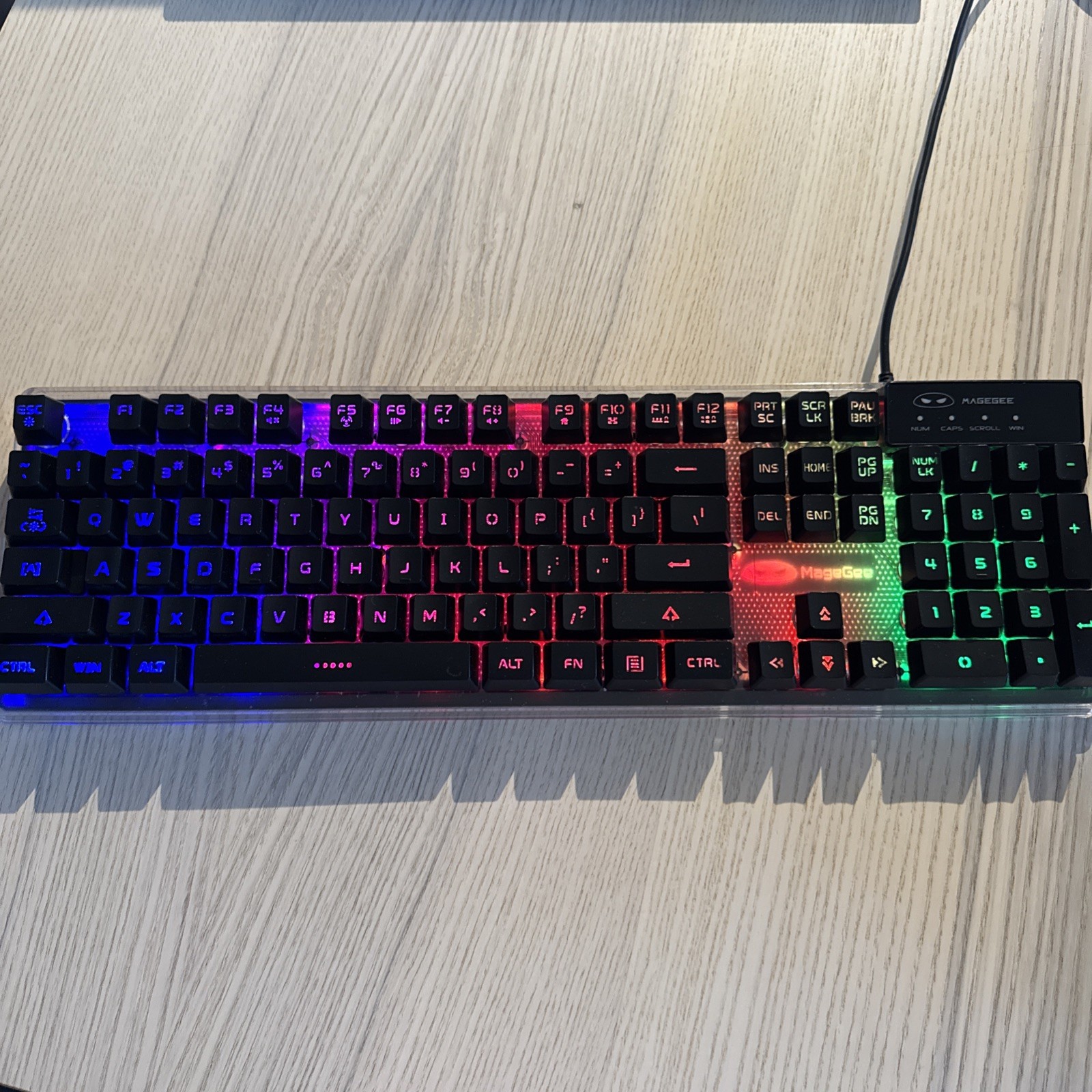 MageGee K1 Mechanical Gaming Keyboard Wired Clear Case RGB Backlit 104 Keys
