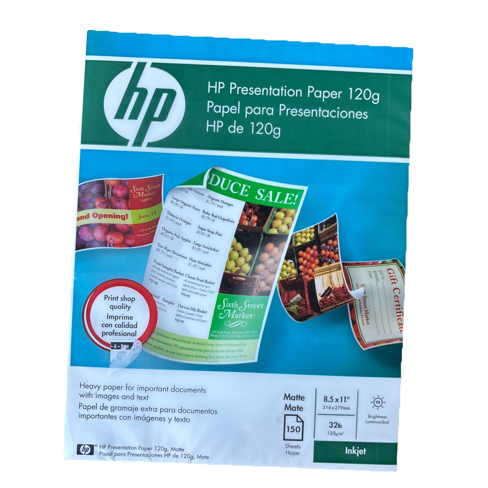 HP Premium Presentation Paper Inkjet Matte 150 Sheets 8.5x11" 32lb 120g Q5449A