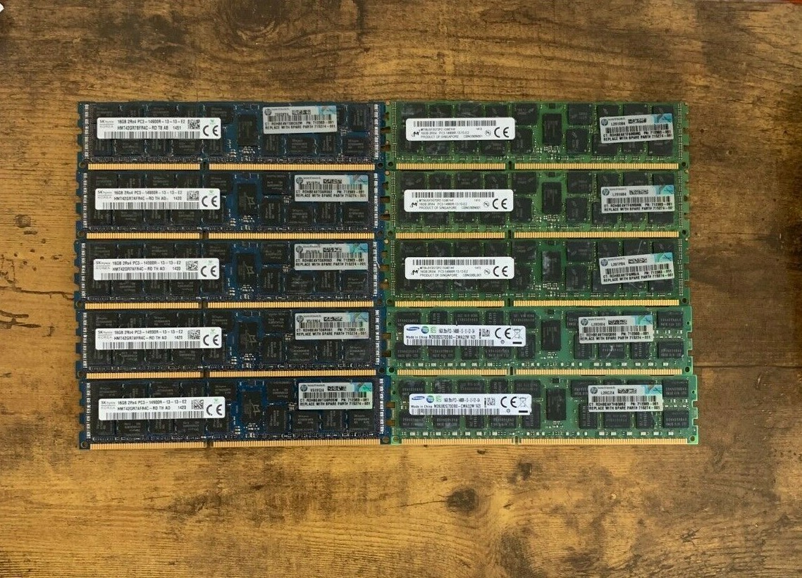 [ BULK LOT OF 10 ] 16GB 2Rx4 DDR3-1866 MHz PC3-14900 RDIMM ECC Server Memory RAM