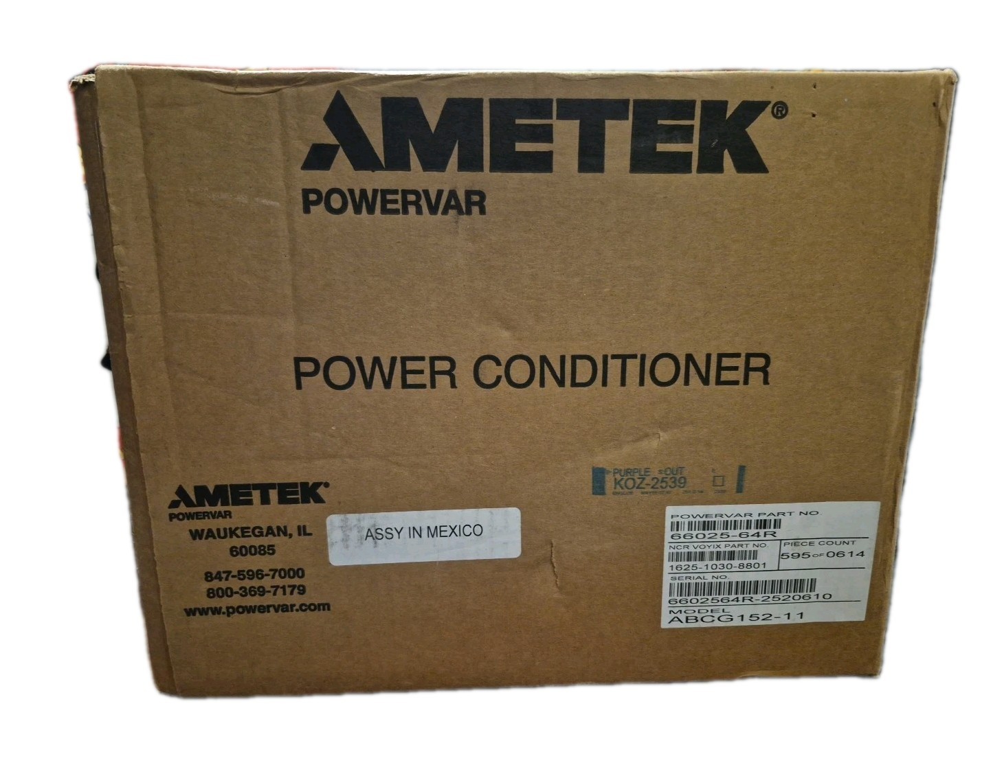 New Ametek Powervar 66025-64R ABCG152-11 Ground Guard Power Conditioner r526