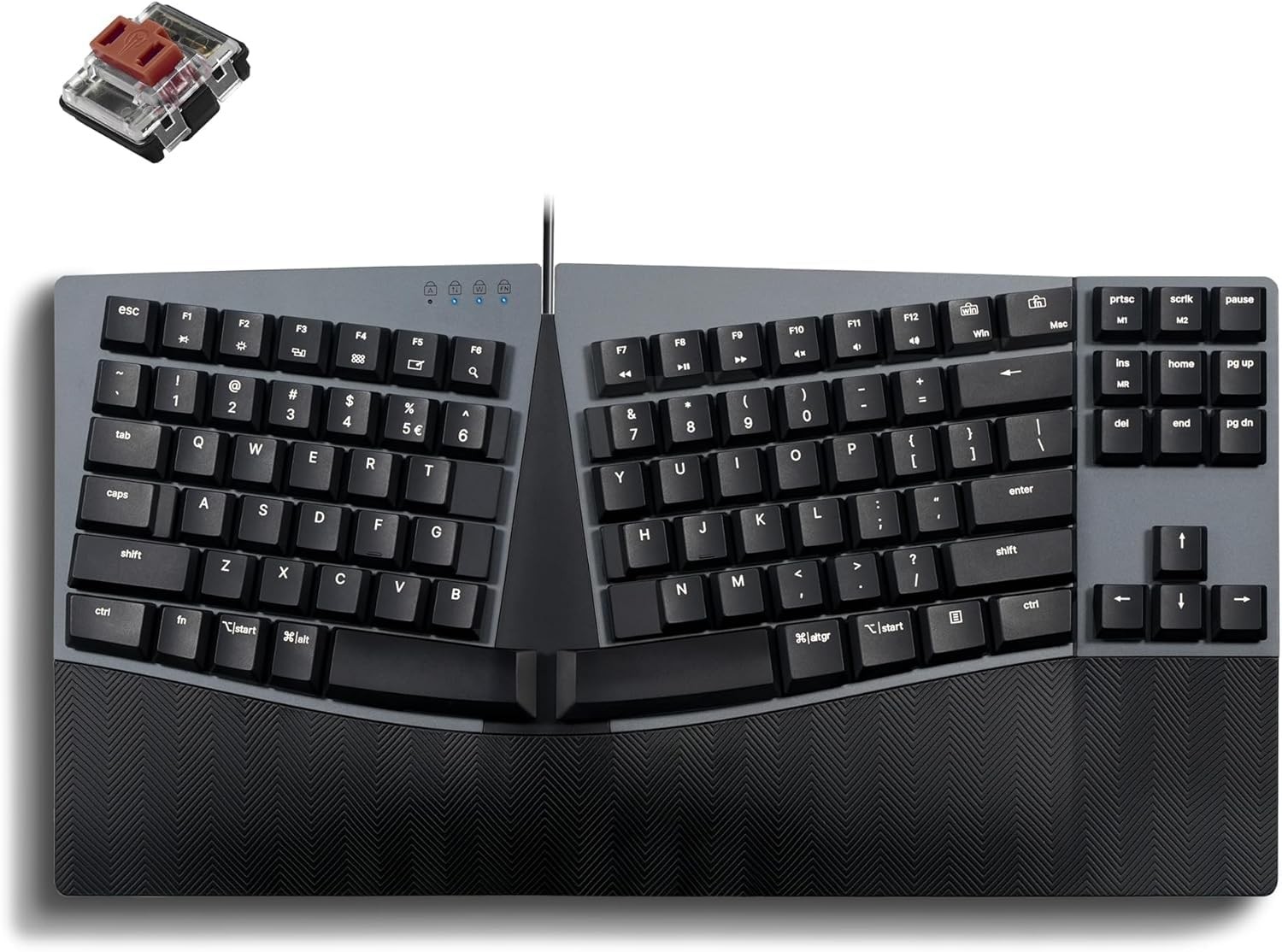 Perixx PERIBOARD-335 Wired Compact Ergonomic Mechanical Keyboard Brown Switch