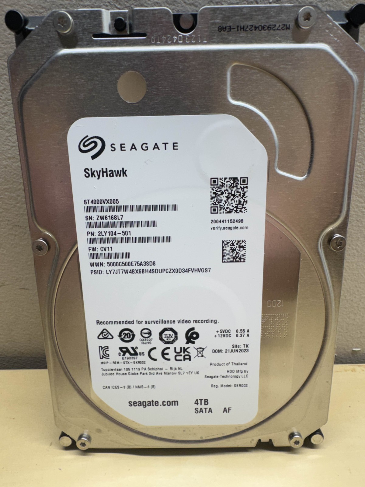 4TB Seagate Skyhawk ST4000VX005 Surveillance Hard Drive TESTED
