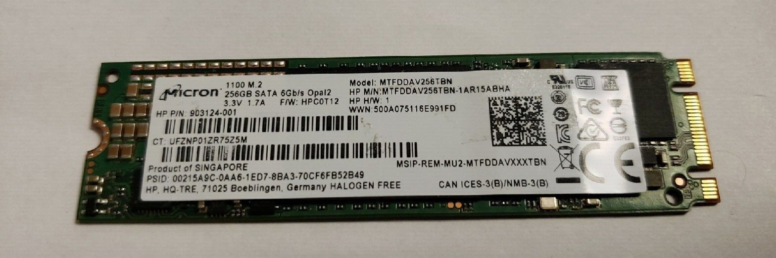 ✔️ MICRON MTFDDAV256TBN-1AR1ZABDA M.2 2280 256GB SATA 0PHY2P SSD US SELLER
