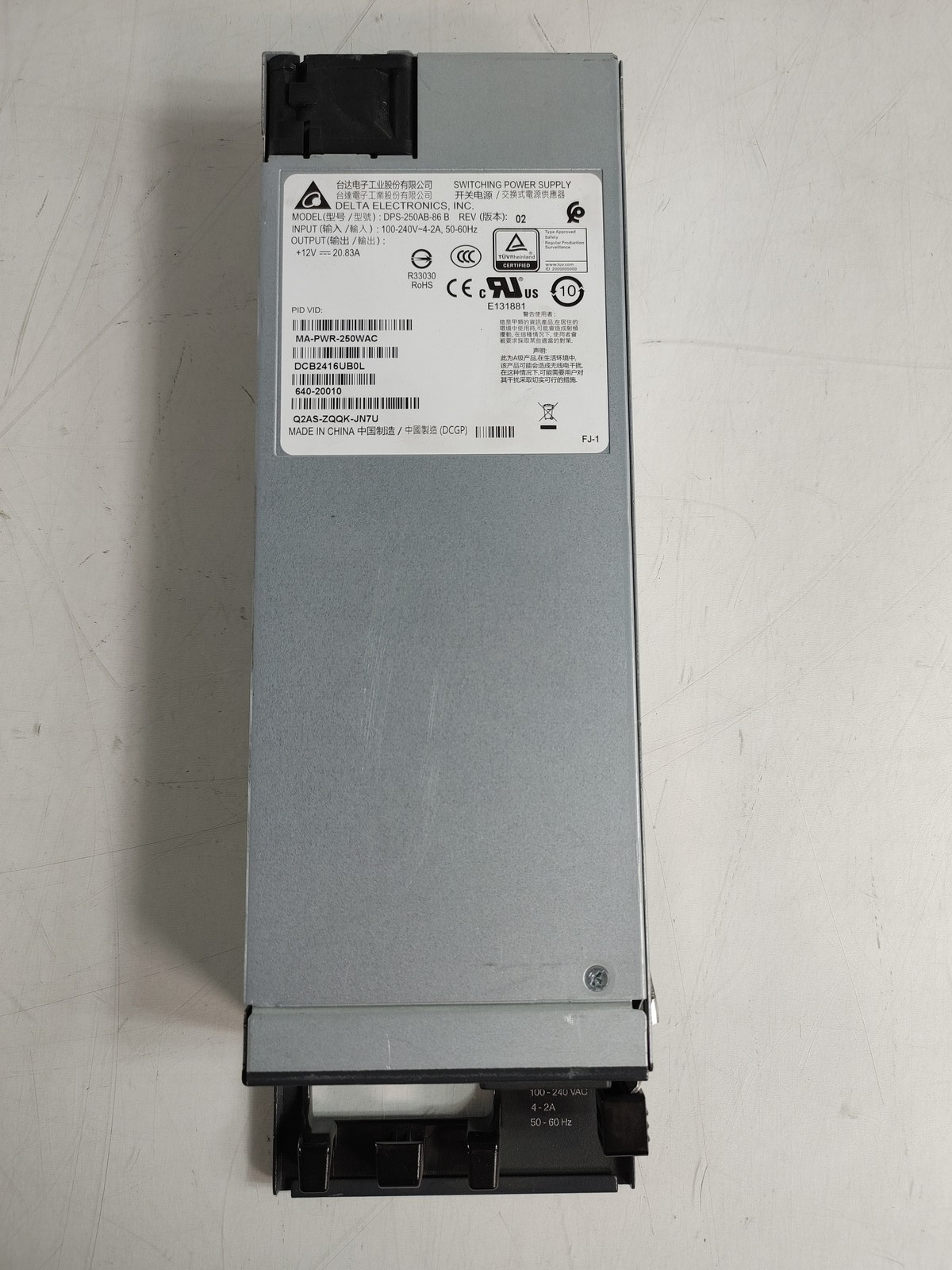 Cisco MA-PWR-250WAC Meraki 250 W Hot Swap 1U Enterprise Power Supply 640-20010