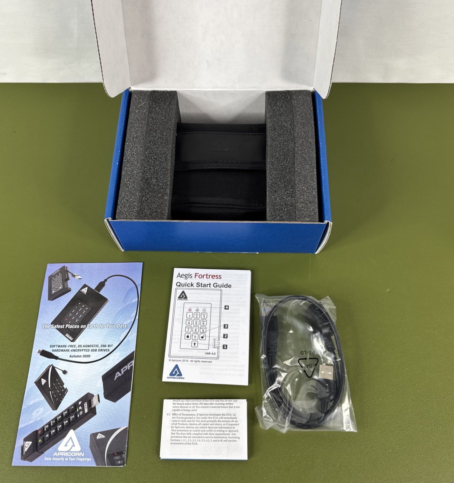 Aegis Padlock Fortress XTS Encryption 500GB Secure USB 3.0 HDD A25-3PL256-500F