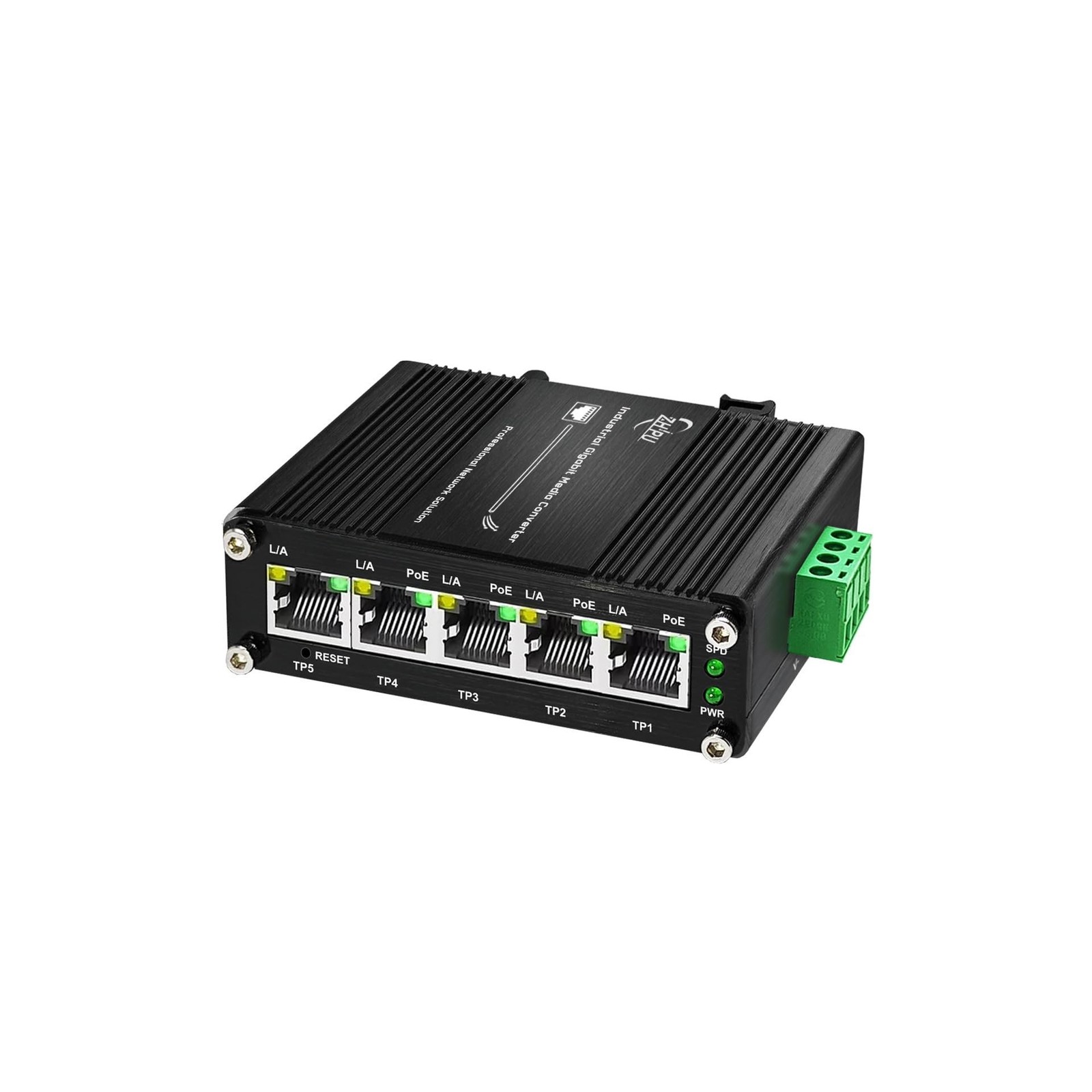 Mini Industrial Managed 5 Port Gigabit PoE Switch, IEEE 802.3af/at 120W Total...