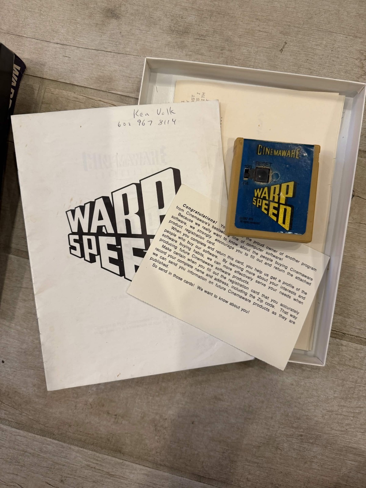 Commodore 64 Warp Speed Cartridge from CINEMAWARE - Complete in Box