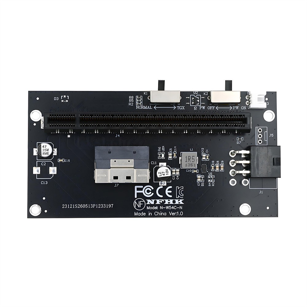 CY SFF-8654 74Pin Slimline 8X to PCIE 16x Adapter with TGX 6Pin Power Switch