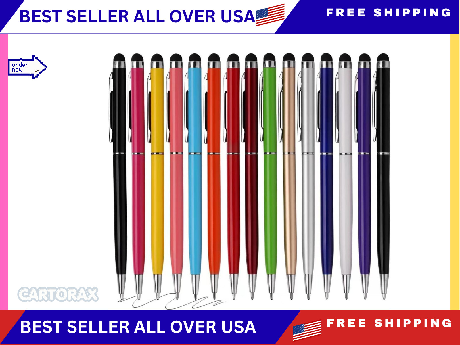 "15-Pack 2-in-1 Stylus & Ballpoint Pens for Touch Screens - Phone, Tablet USA