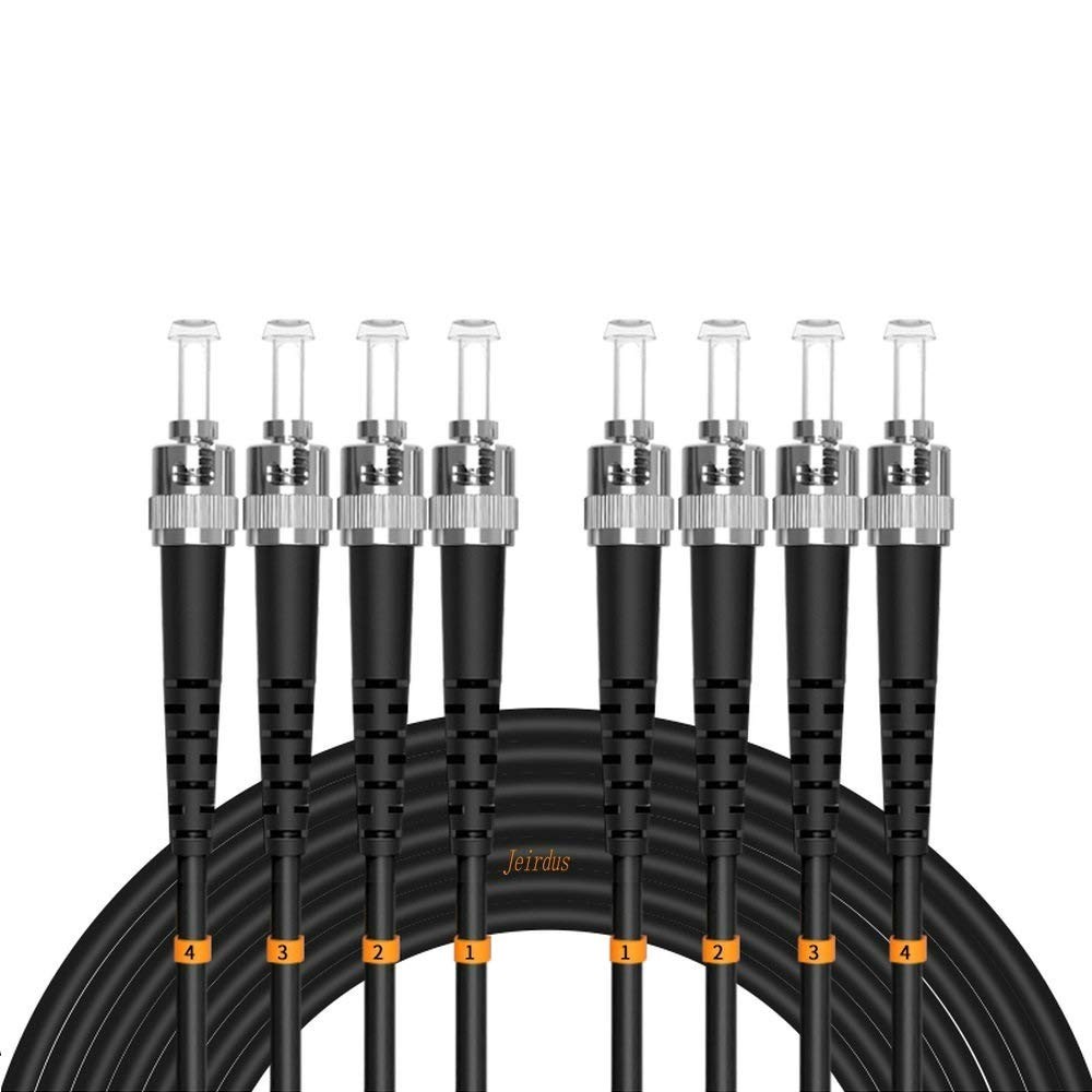 Jeirdus 100ft ST to ST Outdoor Armored 4 Core Singlemode 9/125 Fiber Optic Cable