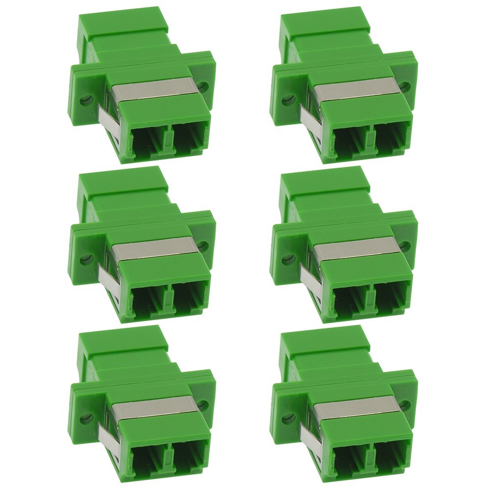 6x LC APC Duplex Singlemode Flange Fiber Optical Adapter Connector Coupler Green