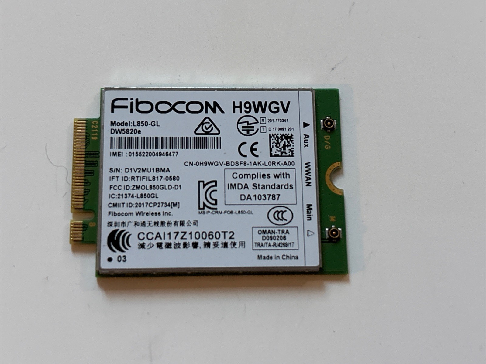 H9WGV DW5820e NEW FOR Fibocom L850-GL LTE/WCDMA 4G WWAN Card W119
