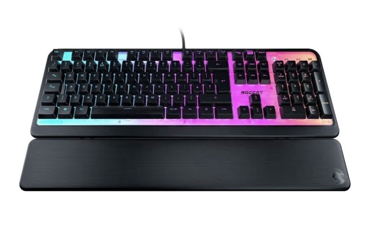 ROCCAT Magma RGB Gaming Keyboard, Silent Membrane, AIMO 5-Zone, Wrist Rest Black