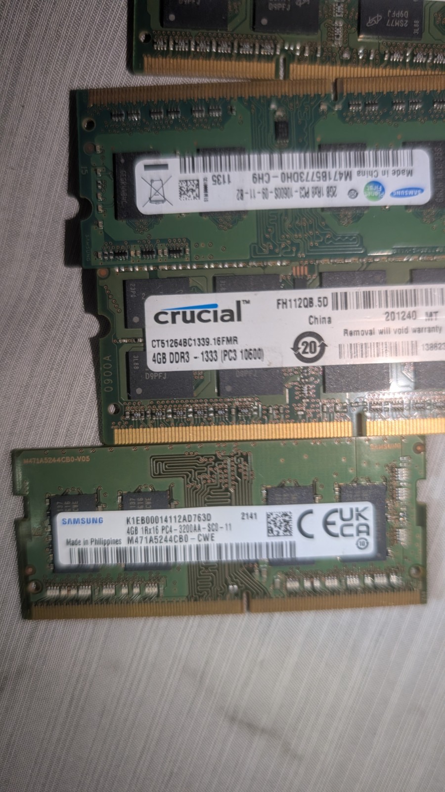 Samsung Crucial Hynix ADATA Micron SO-DIMM DDR2/DDR3/DDR4 RAM 8x 2GB/4GB Modules