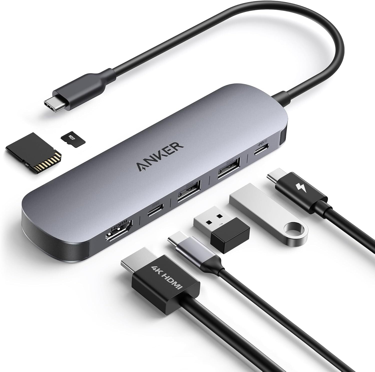 Anker 7-in-1 USB C Hub MultiPort Adapter 4K@60Hz USB C to HDMI Splitter 100W PD
