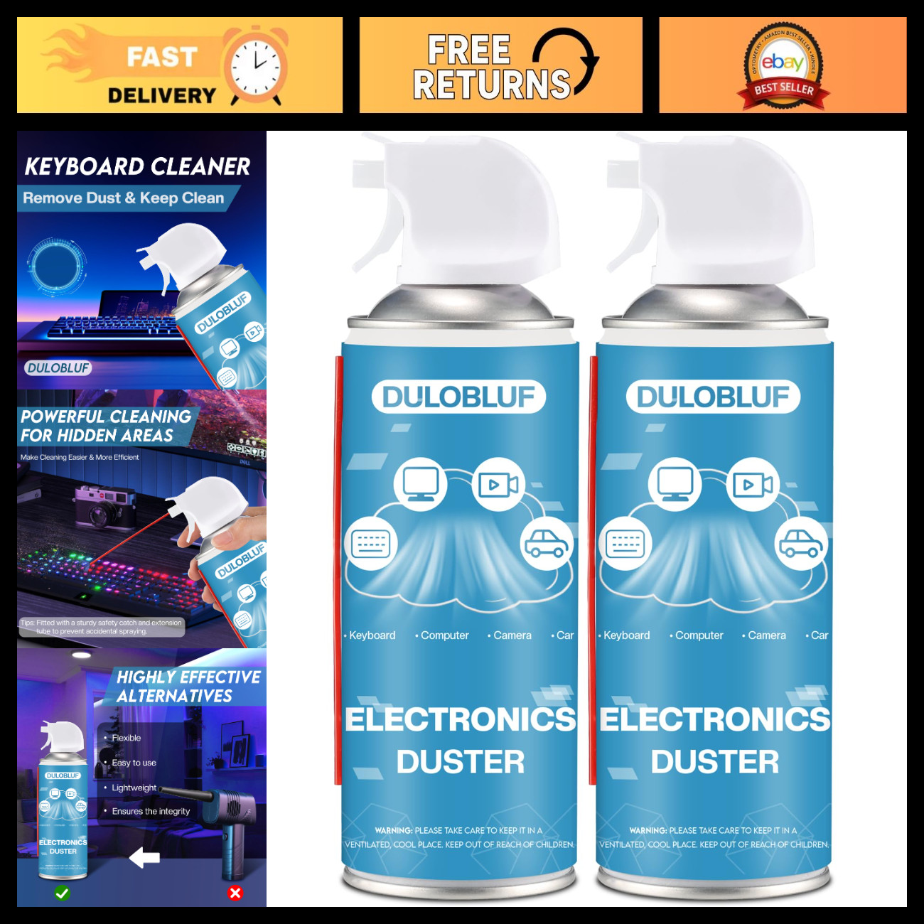 Powerful Compressed Air Duster for Electronics & Keyboard Cleaning - Reusable Ai