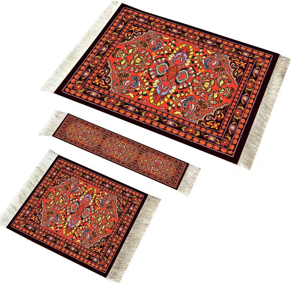Rug Style Mouse Pad, Carpet Coaster And Bookmark w/FREE Round Fringed Mouse Pad
