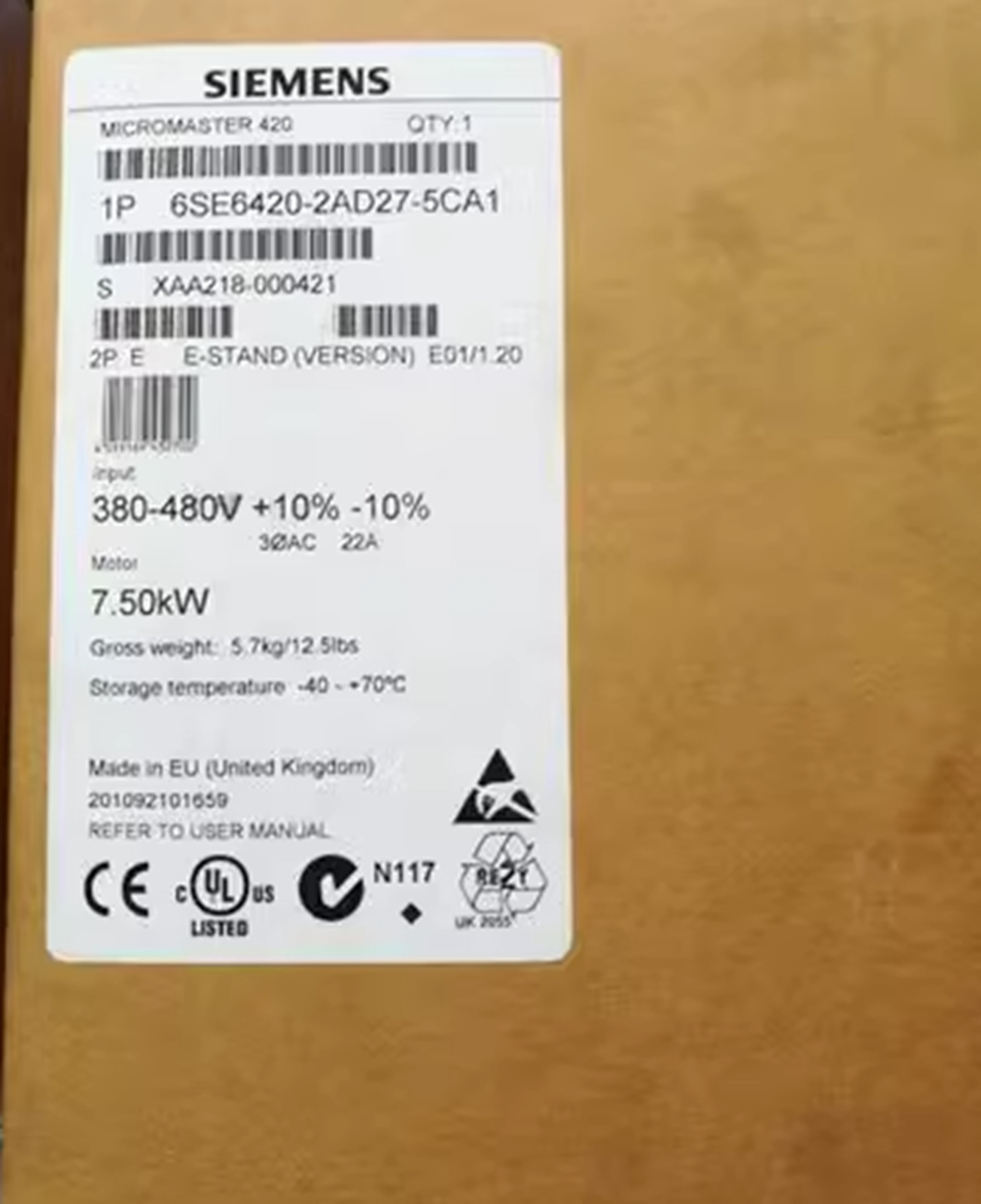 1PC New Siemens 6SE6 420-2AD27-5CA1 Frequency Converter Fast Shipping