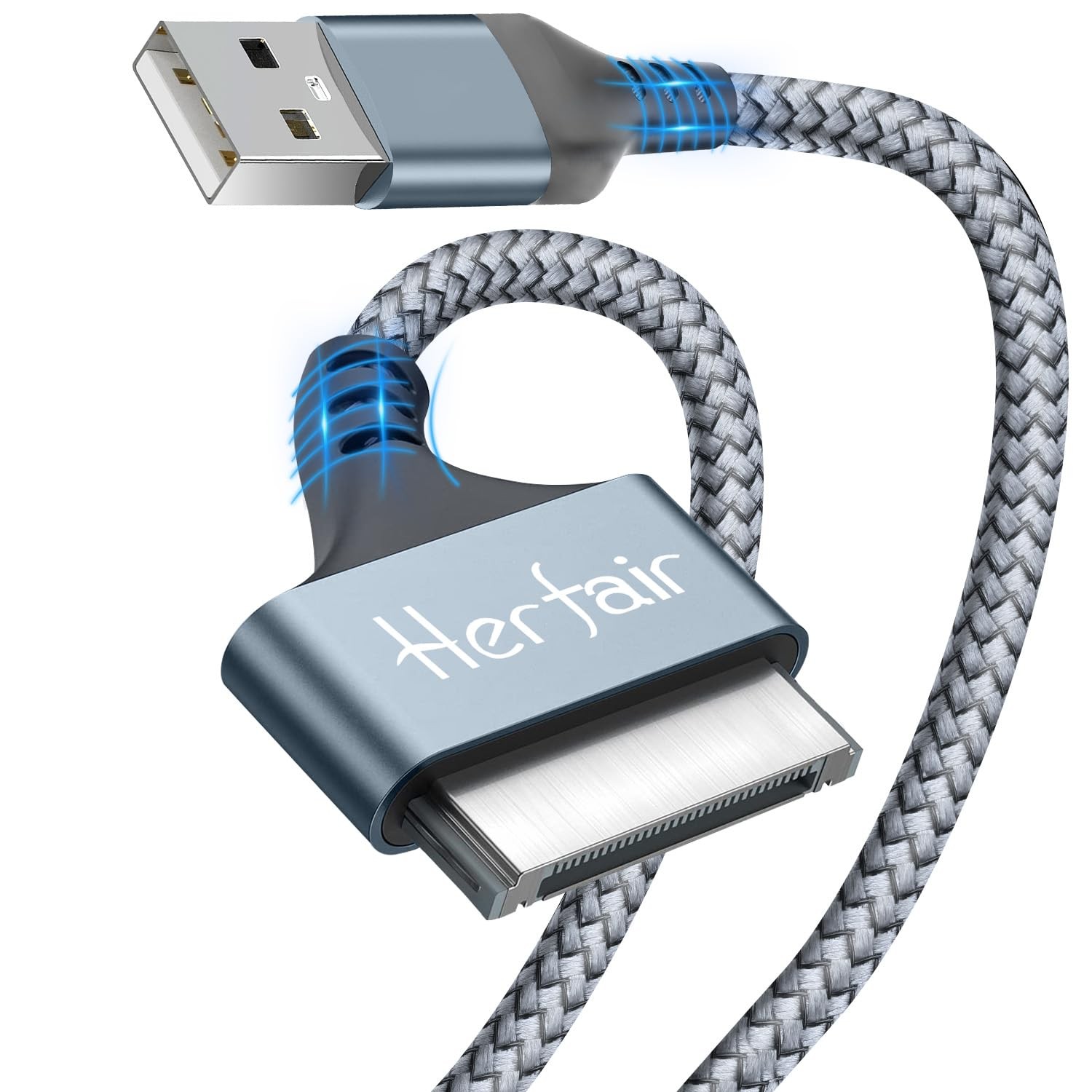 Herfair 10FT iPod Charger Old iPhone Nylon Braided 30 3M/10FT, Silver 