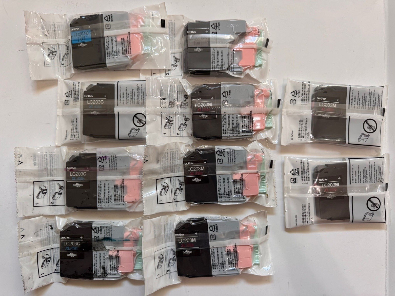 10 x New Genuine Brother LC201 LC203 Black Cyan Magenta Ink Cartridges