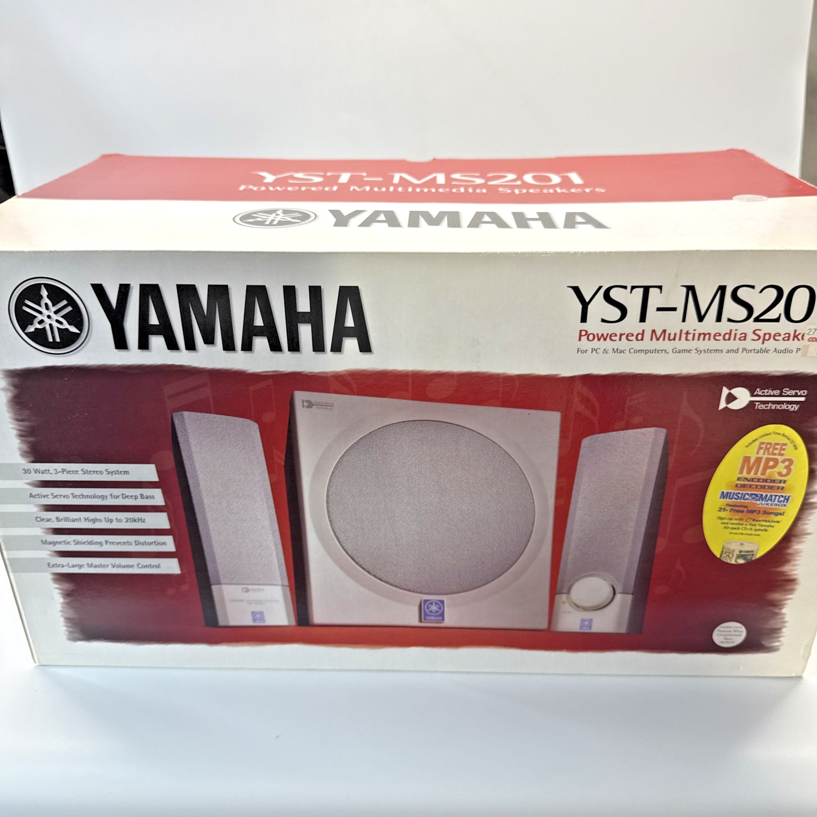 Vintage Yamaha YST-MS201 Powered Computer Multimedia Speakers 2.1