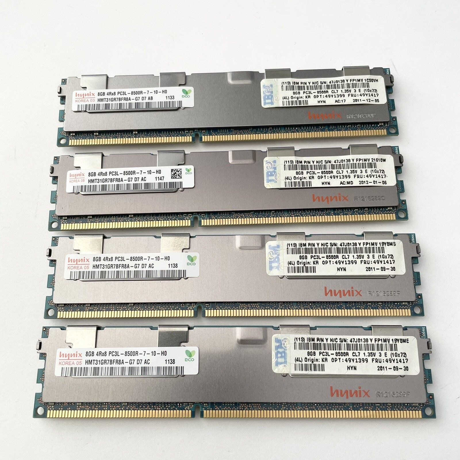 4 LOT 32GB (4X8GB) 8GB Hynix HMT31GR7BFR8A-G7 PC3L-8500R ECC SERVER MEMORY 