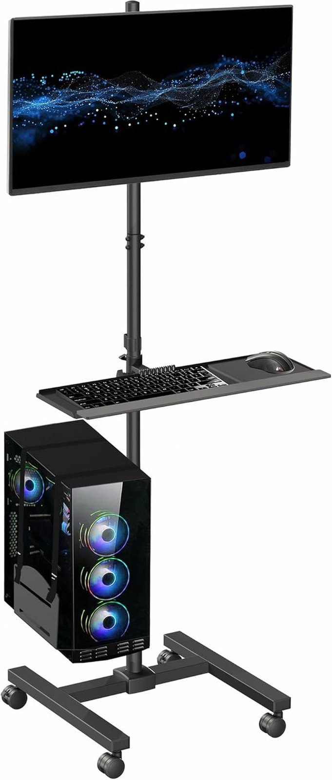 VIVO Black Mobile Computer Cart with Monitor Mount, CART-PC02T
