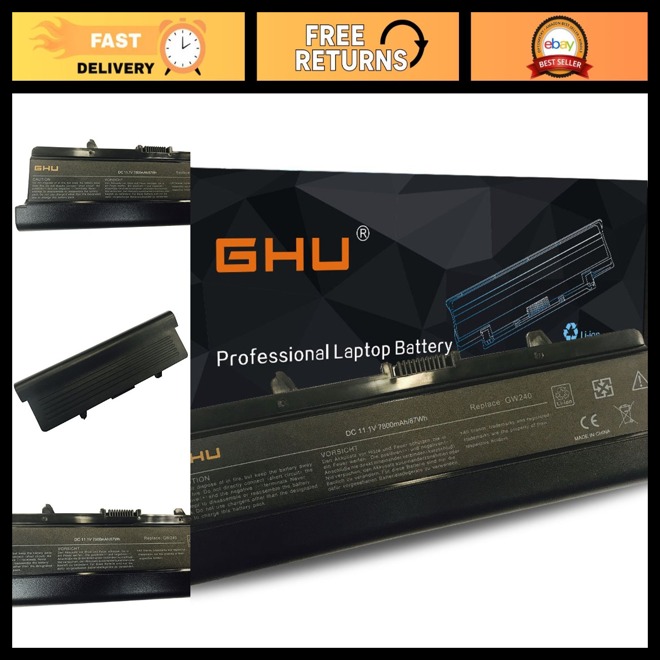 High-Capacity 87Wh Laptop Battery for Dell Inspiron 1525 1526 1545 1546 - Replac